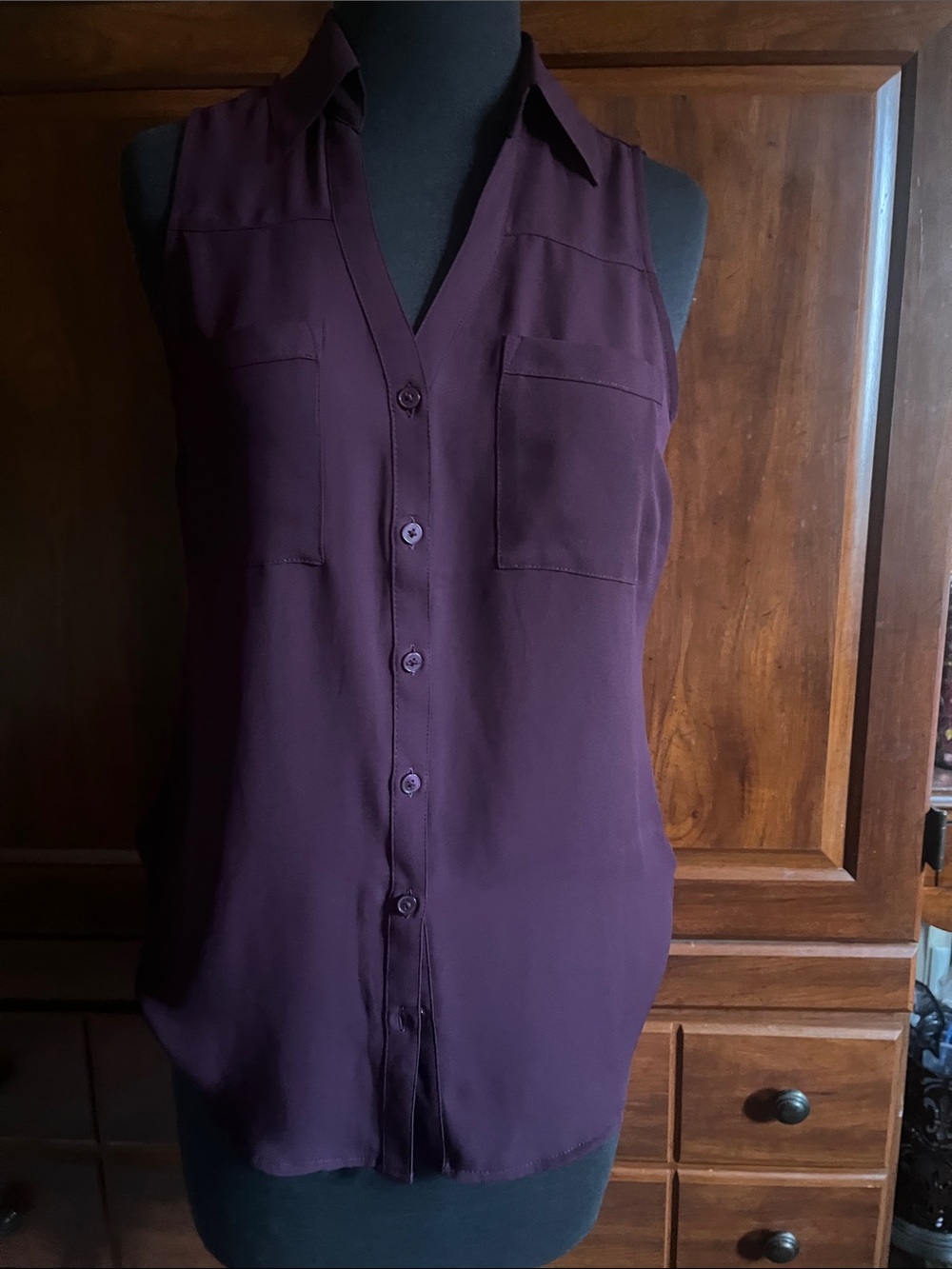 Express Plum Sleeveless Button-Front Camisole